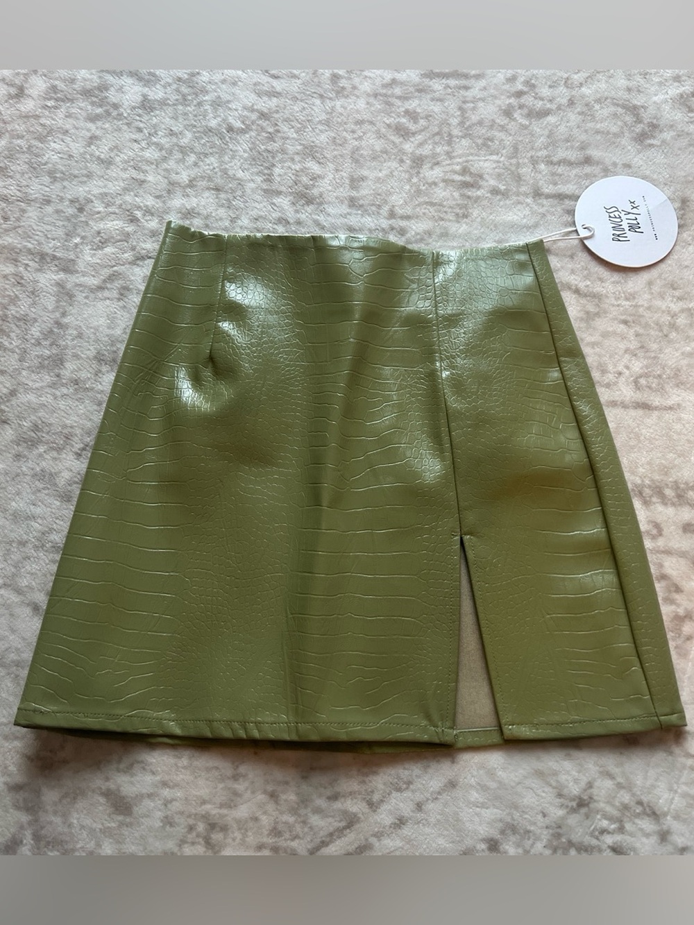 Princess Polly Green Faux Croc Mini Skirt